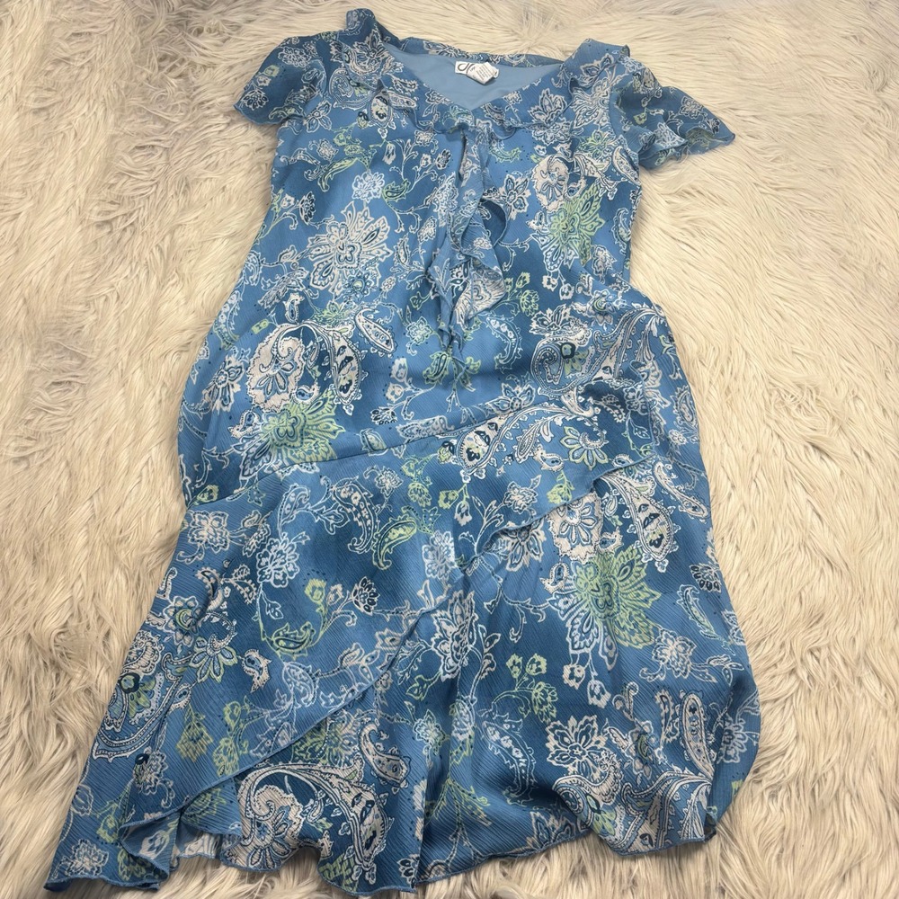Vintage Dressbarn Women's 18W Paisley Tiered Ruffle Midi Dress Flutter Fairy